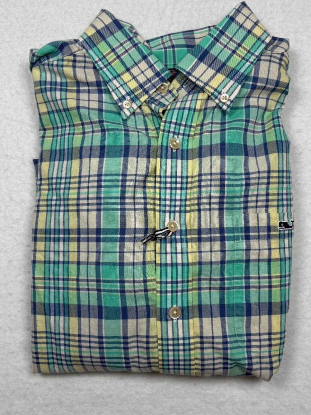 Vineyard Vines Slim Fit Tucker Shirt Capri Blue Redside Plaid Preppy Coastal M